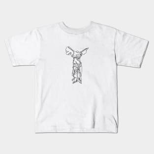 Minimal line illustration of the Winged Victory of Samothrace Kids T-Shirt